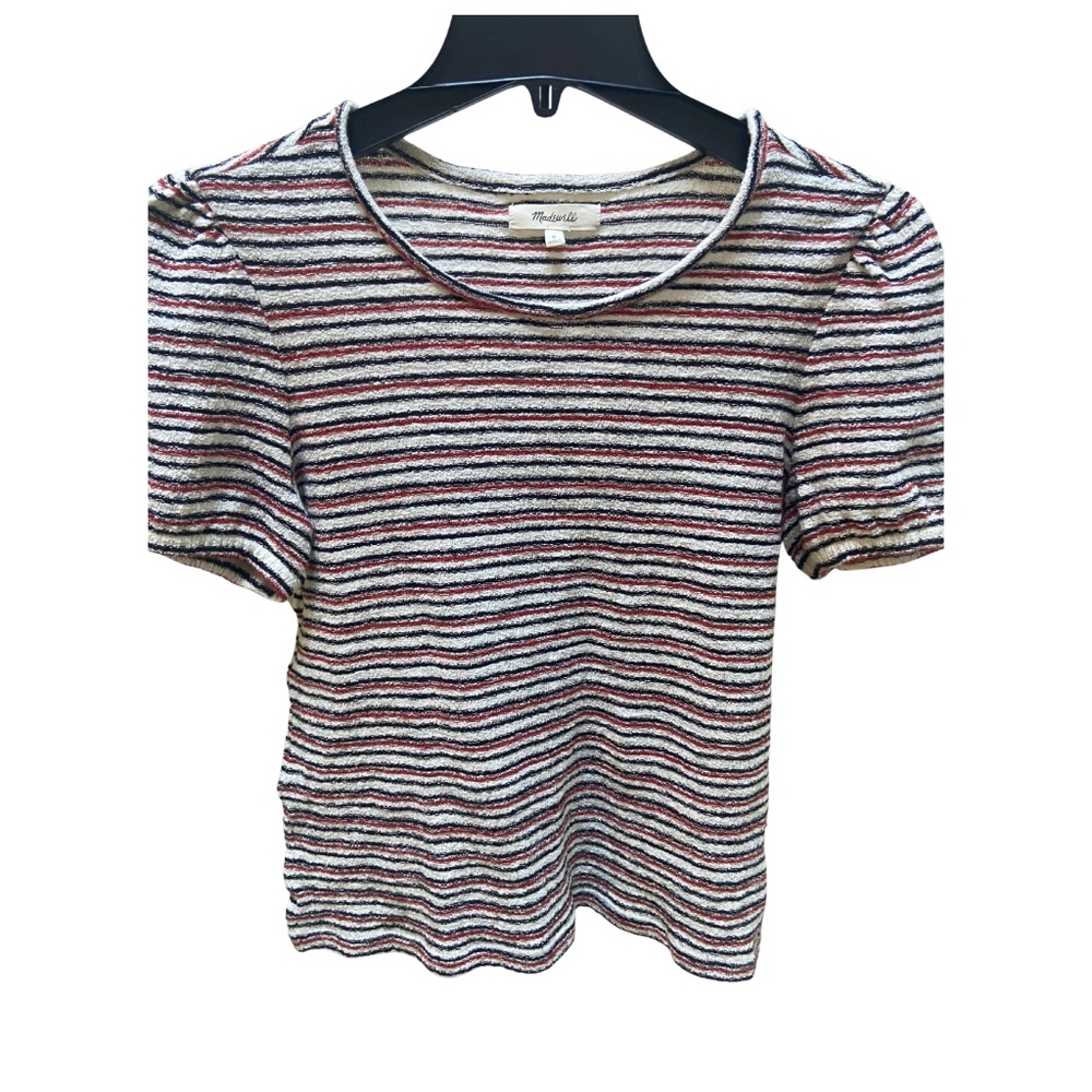 Madewell Striped Ruffle-Sleeve Top - Size S